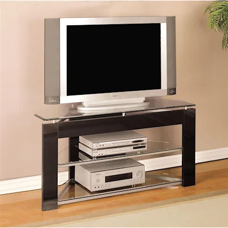 Black & Glossy Silver TV Stand